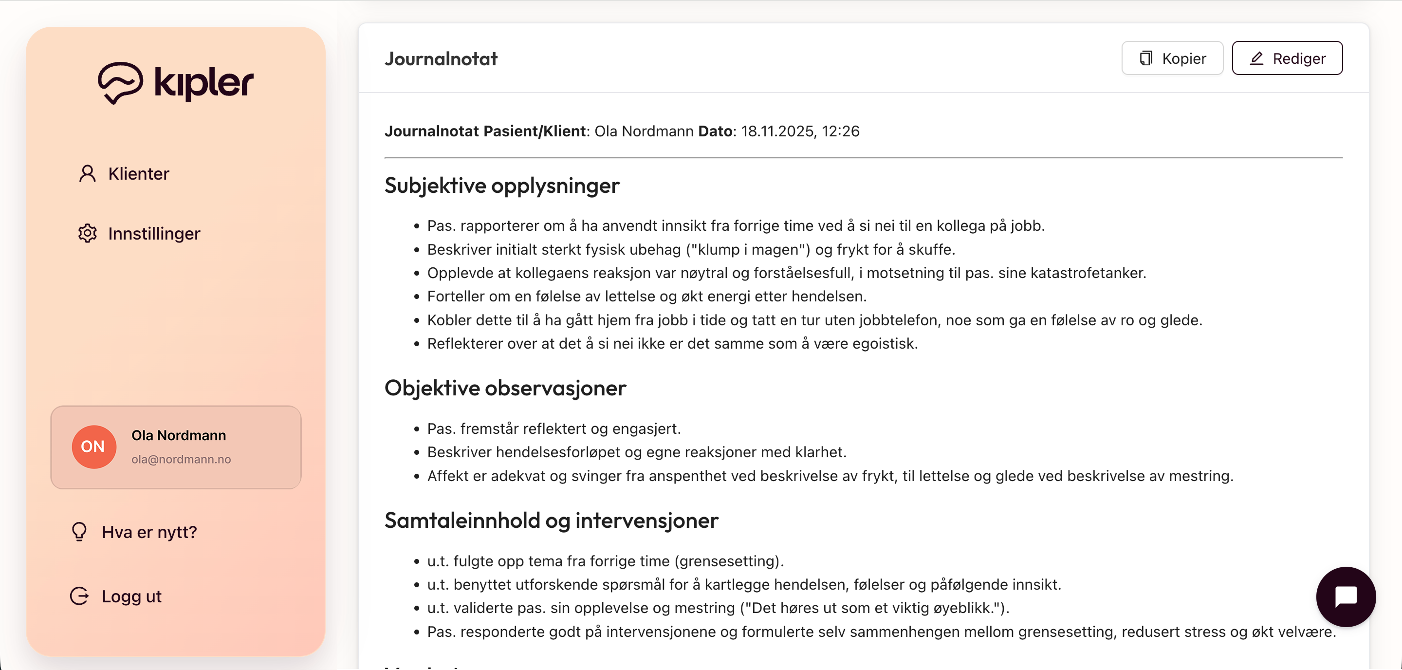Automatisk journalføring tilpasset din metodikk